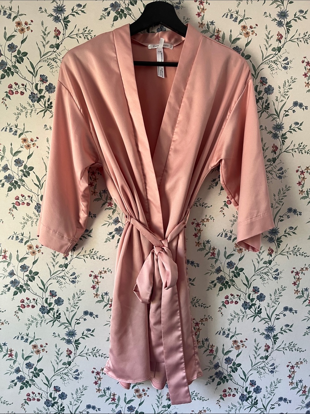 Flora Nikrooz Silky Pink Satin Robe with Tie Belt - Women Intimates & Sleepwear